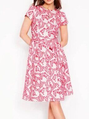 Boden Cotton Poplin A-Line Dress IMO Godet Short Dress Pink Vine Size 6